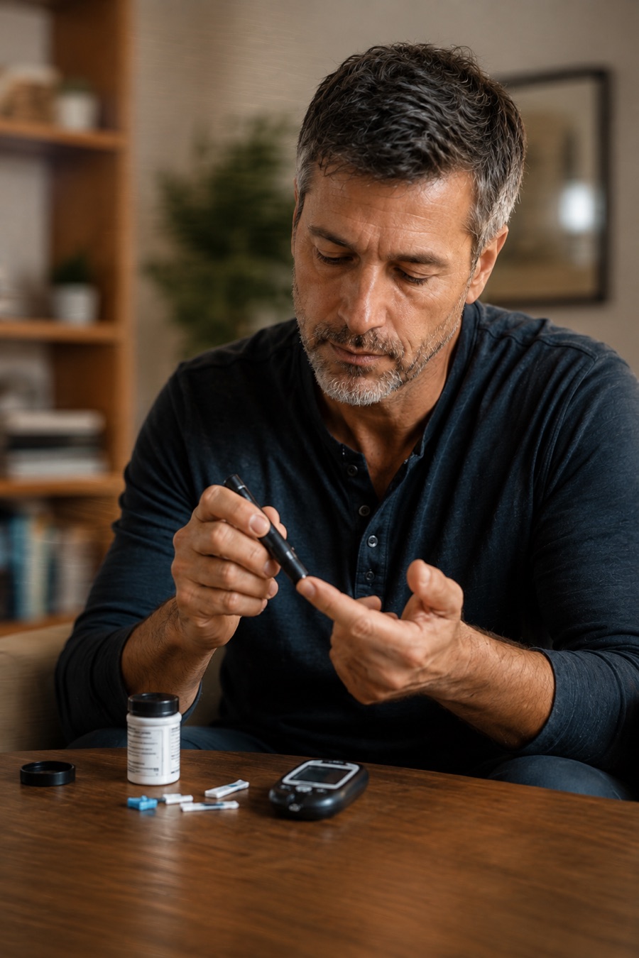 Persona revisando su nivel de glucosa